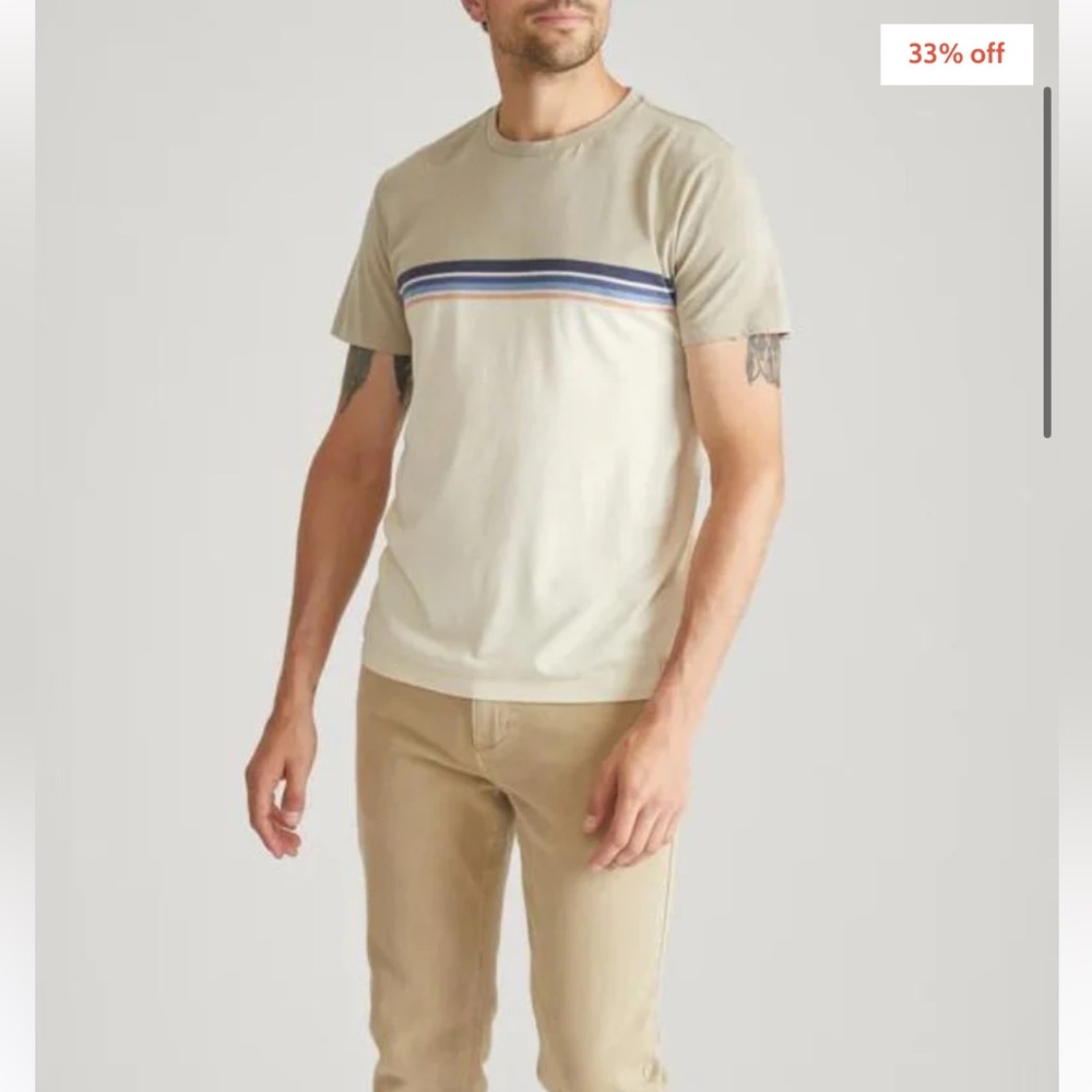 Marine Layer Beige and Navy Striped Tee